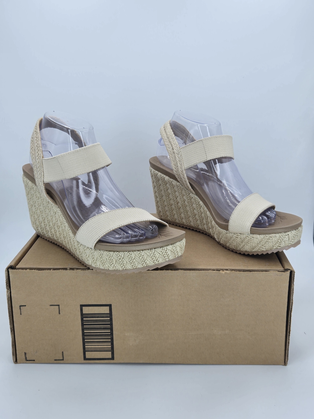 CL by Chinese Laundry Kaylin Cream Natural Espadrille Wedge Sandals Size 10